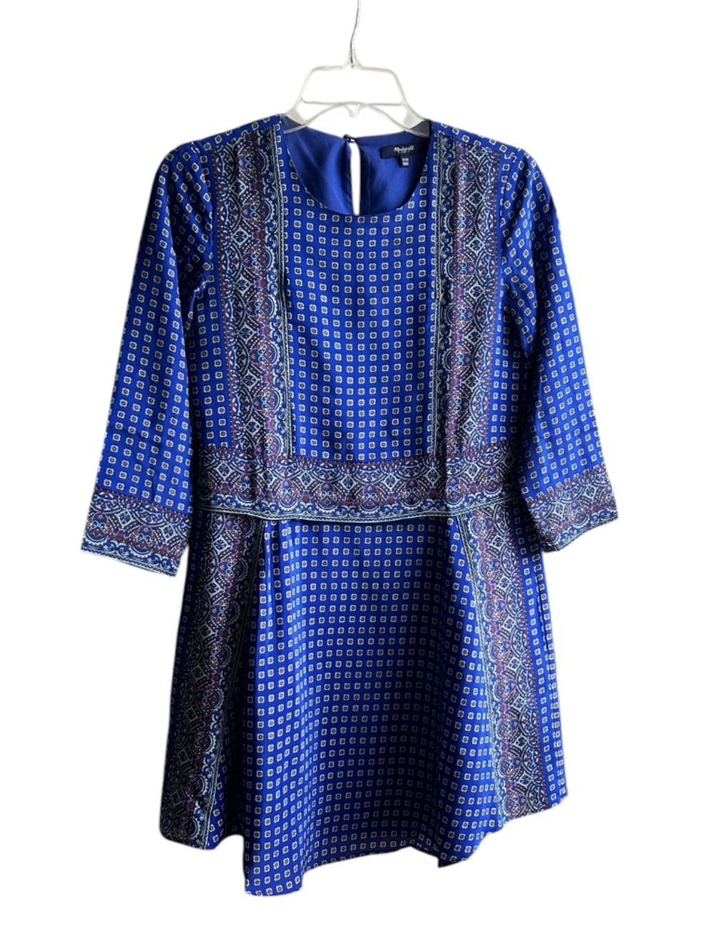 Madewell 100% Silk 3/4 Sleeve Flounce Skirt Dress